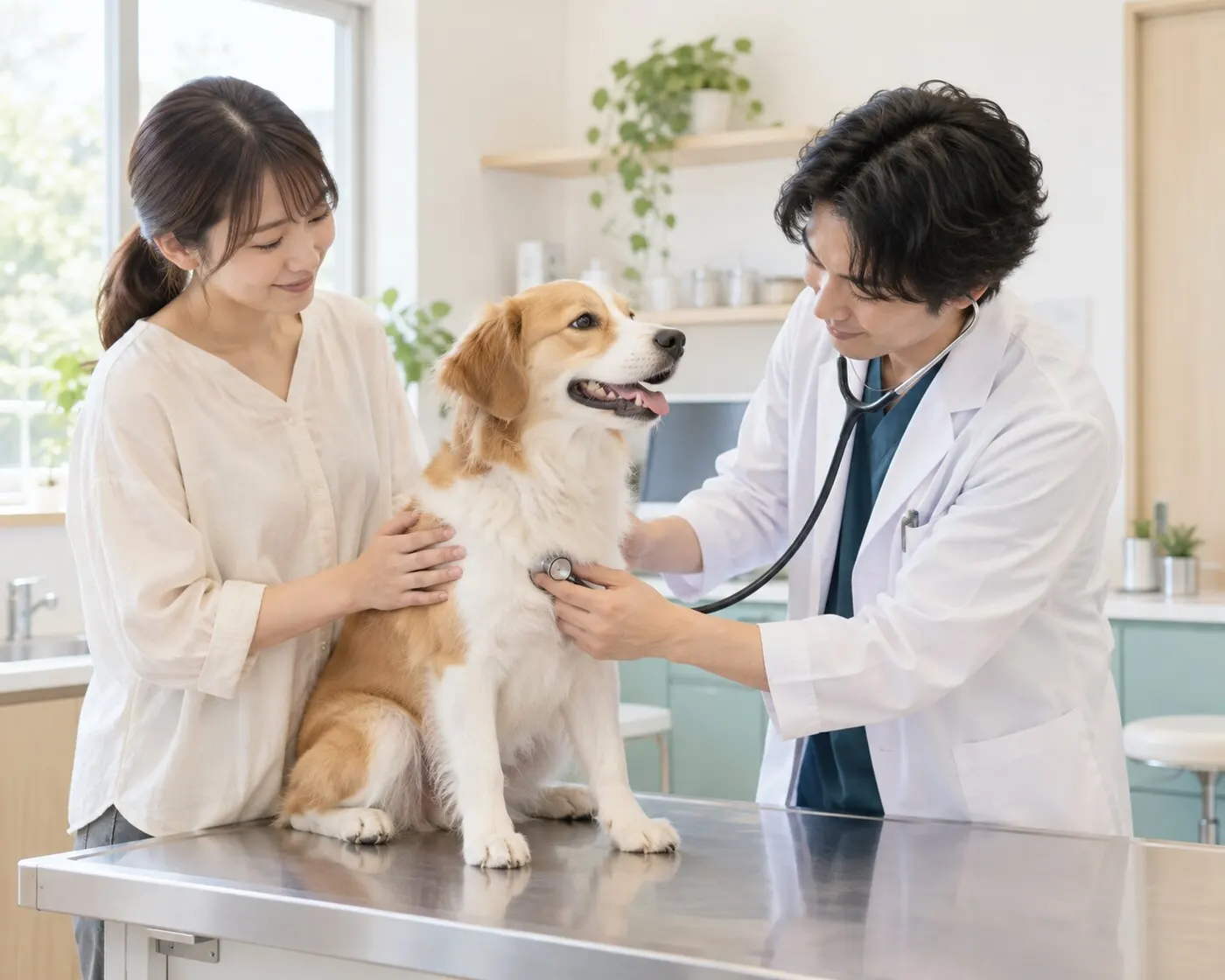 犬の診察を行う様子
